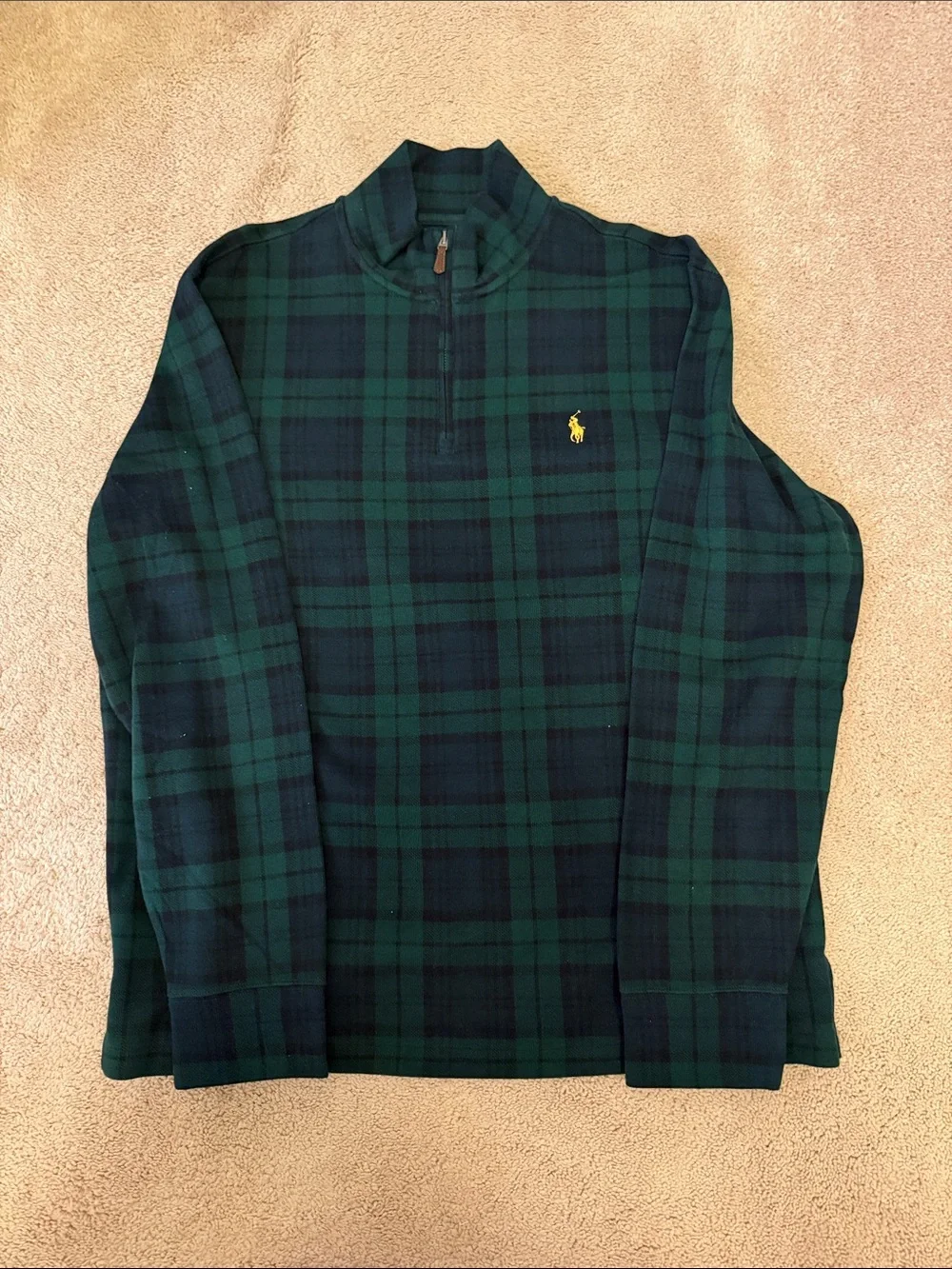 Polo by Ralph Lauren Green & Navy Plaid Quarter-Zip Pullover